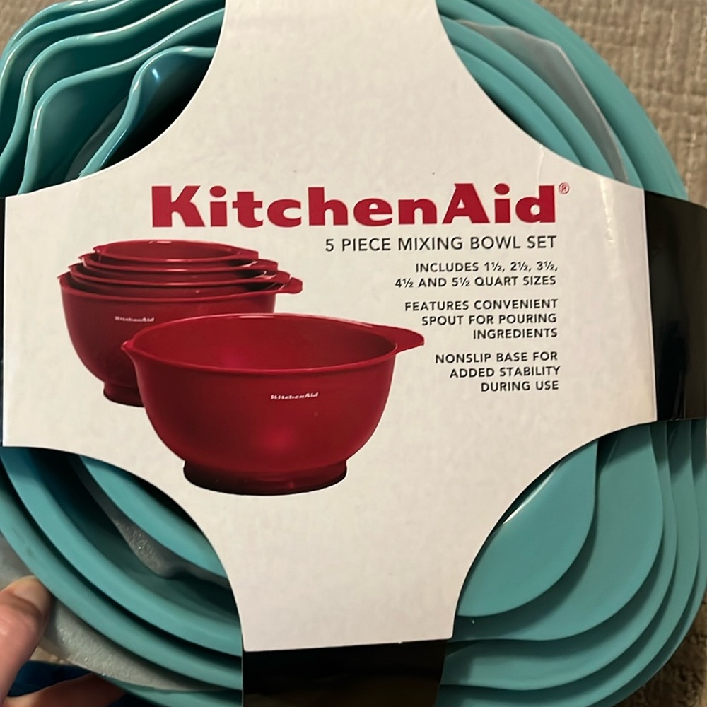 KitchenAid aqua sky 5 piece mixing bowl set